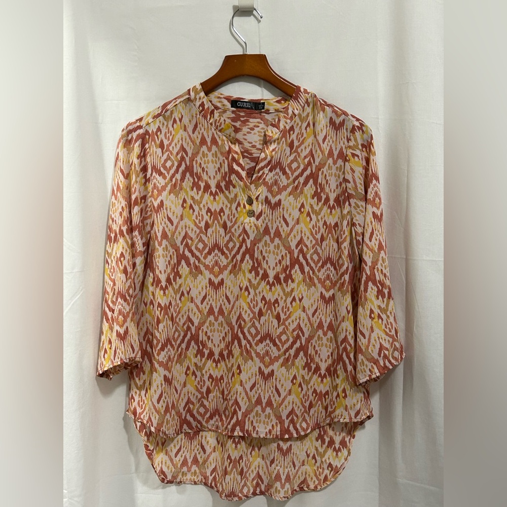 Cure. - Vibrant Pink and Yellow Blouse